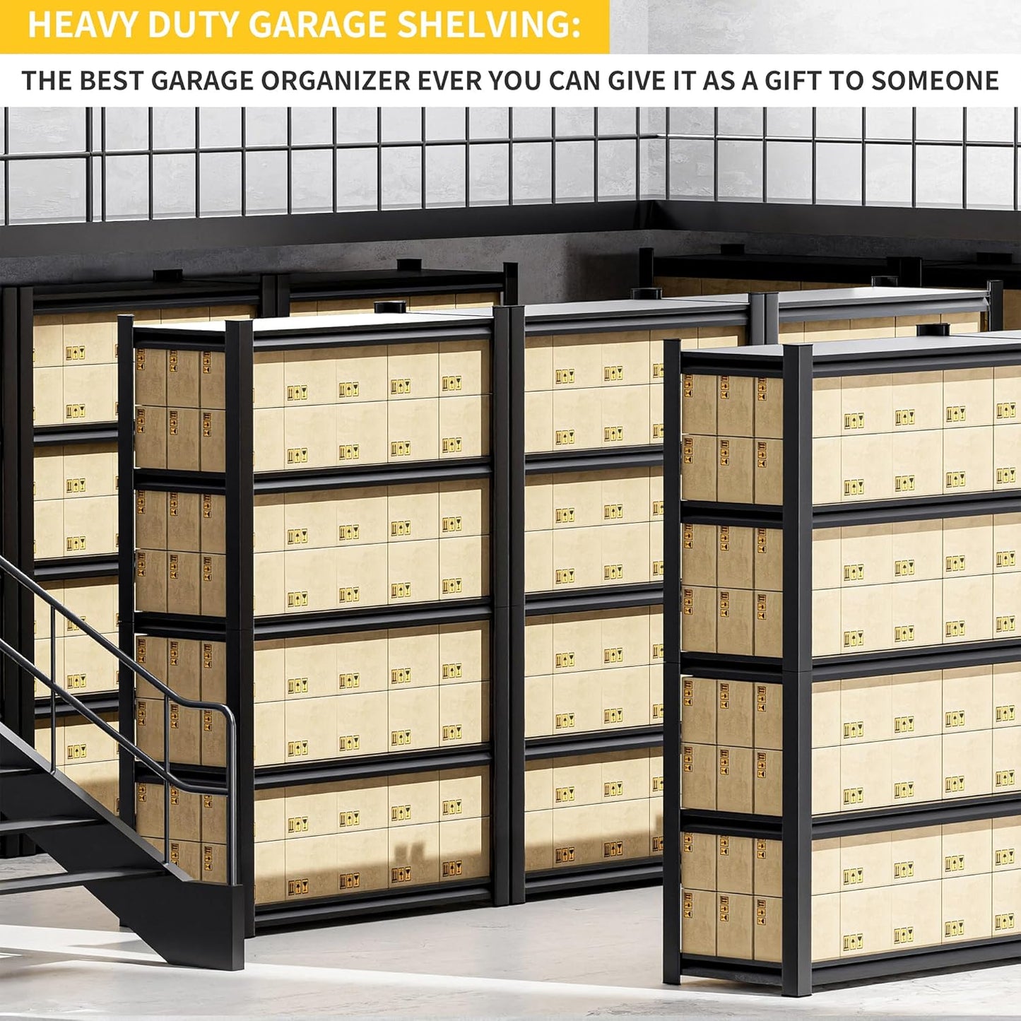 Garage Shelving,Thickened 72" Storage Shelves Heavy Duty Shelving Units and Storage,Adjustable 5 Tier Metal Shelving Storage for Garage Rack Shelf and Industrial for Basement