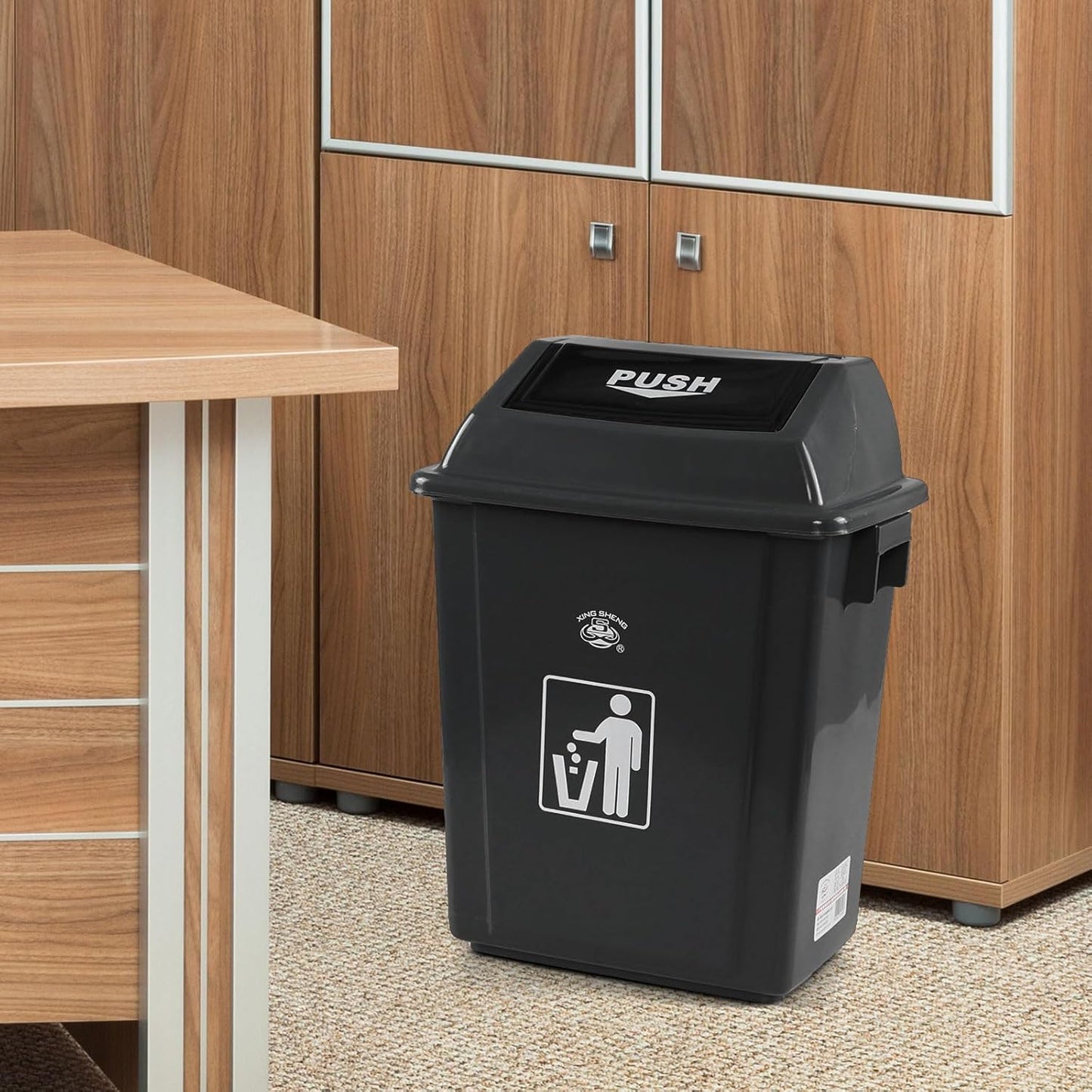 4 Pack Plastic Swing Lid Trash Can, 6 Gallon Trash Cans with Swing Lid, Grey