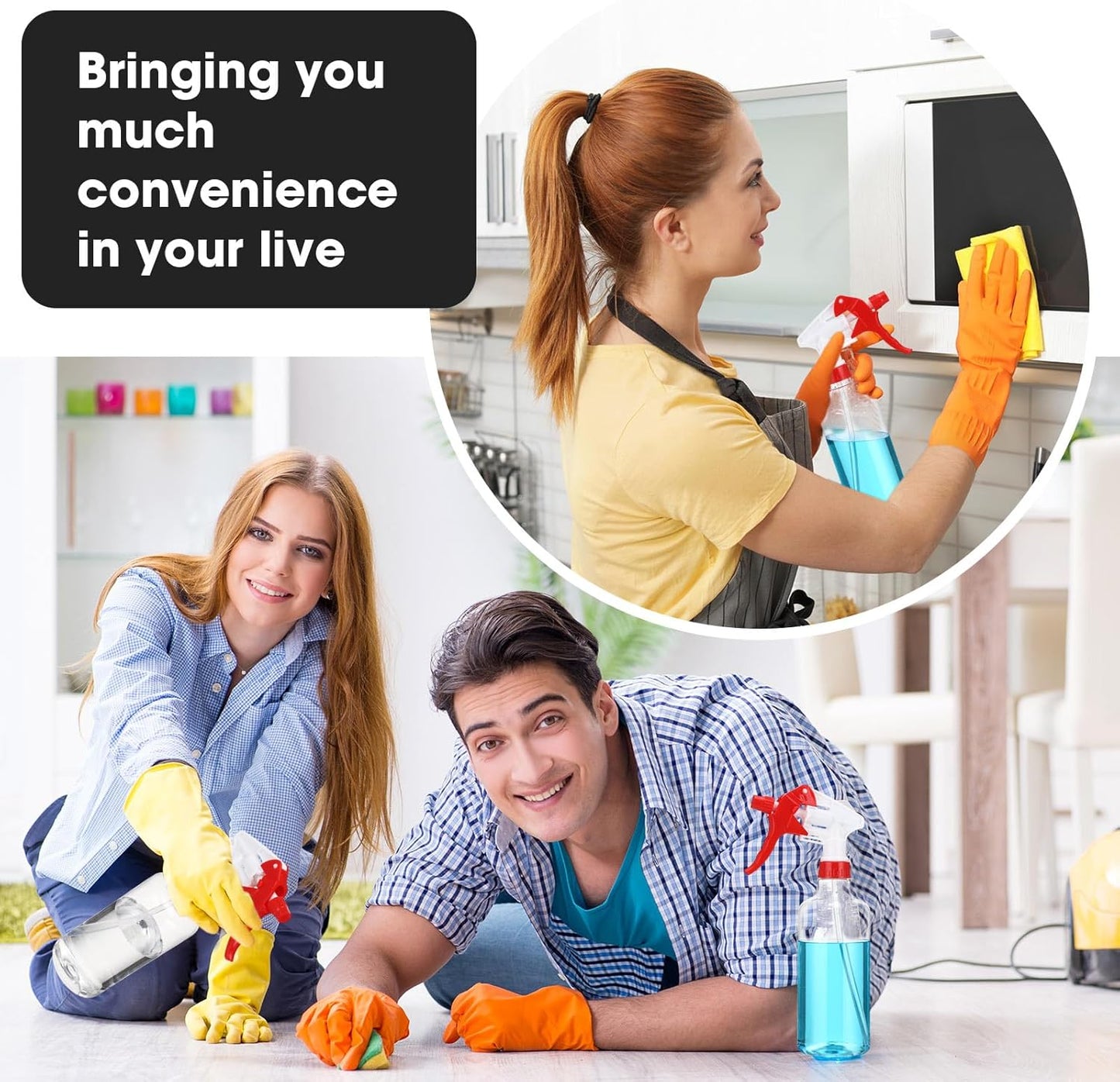 Eccliy 12 Pcs 16 Oz Plastic Spray Bottle, Adjustable Empty Reusable Sprayer for Cleaning, Planting, Water, Bathroom and Kitchen, BBQ, Commercial and Residential(Red,Clear)