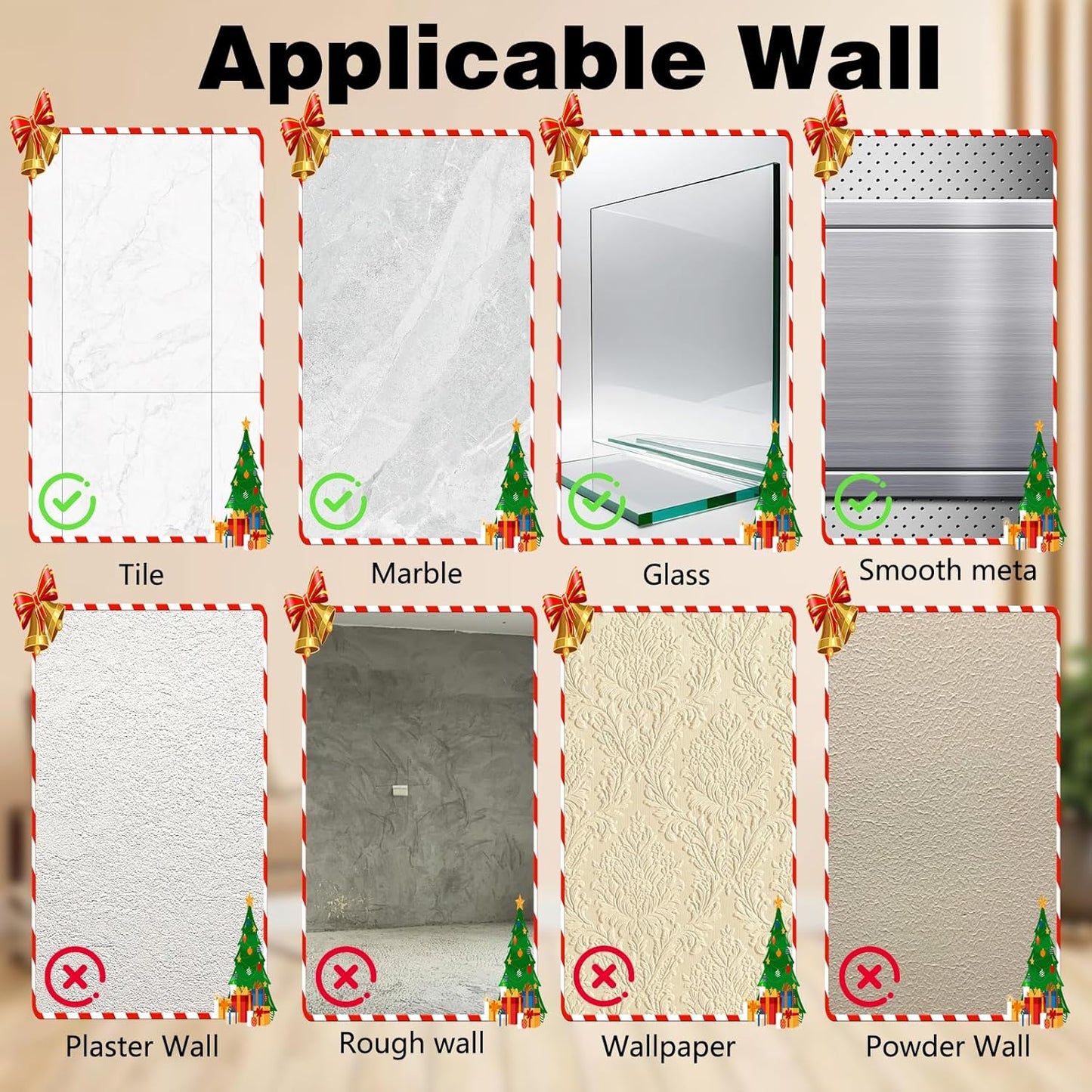 Suction Cup Hooks for Wreaths on Glass, No-Drill Suction Cup Hooks, Wreath Hangers for Front Doors, Metal Towel Hooks for Showers Bathrooms Mirrors (2Pcs Silver)