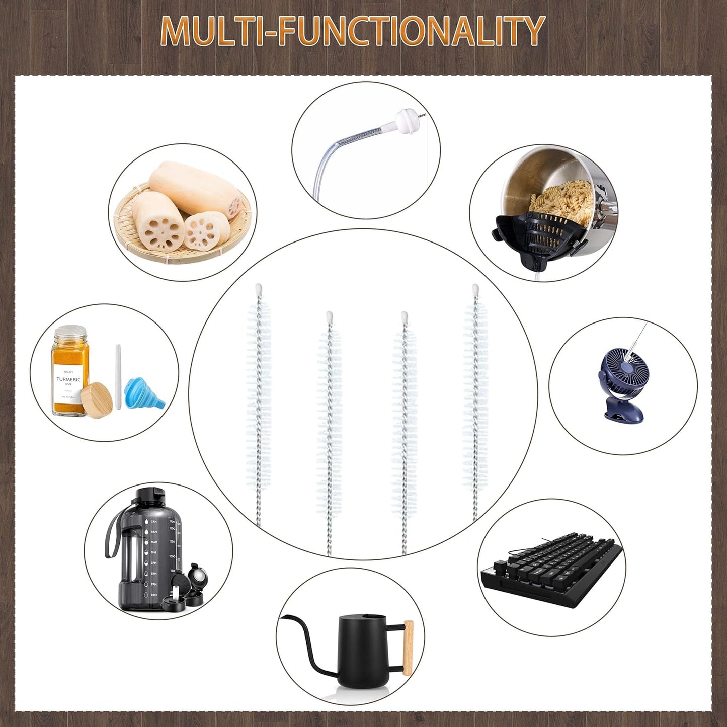 12-inch Extra Long Straw Cleaner Brush, Straw Brush Extra Long with Nylon Bristles, Straw Cleaning Brush Extra Long for Baby Bottles, Glass/Silicone Straws Piper Cleaners.