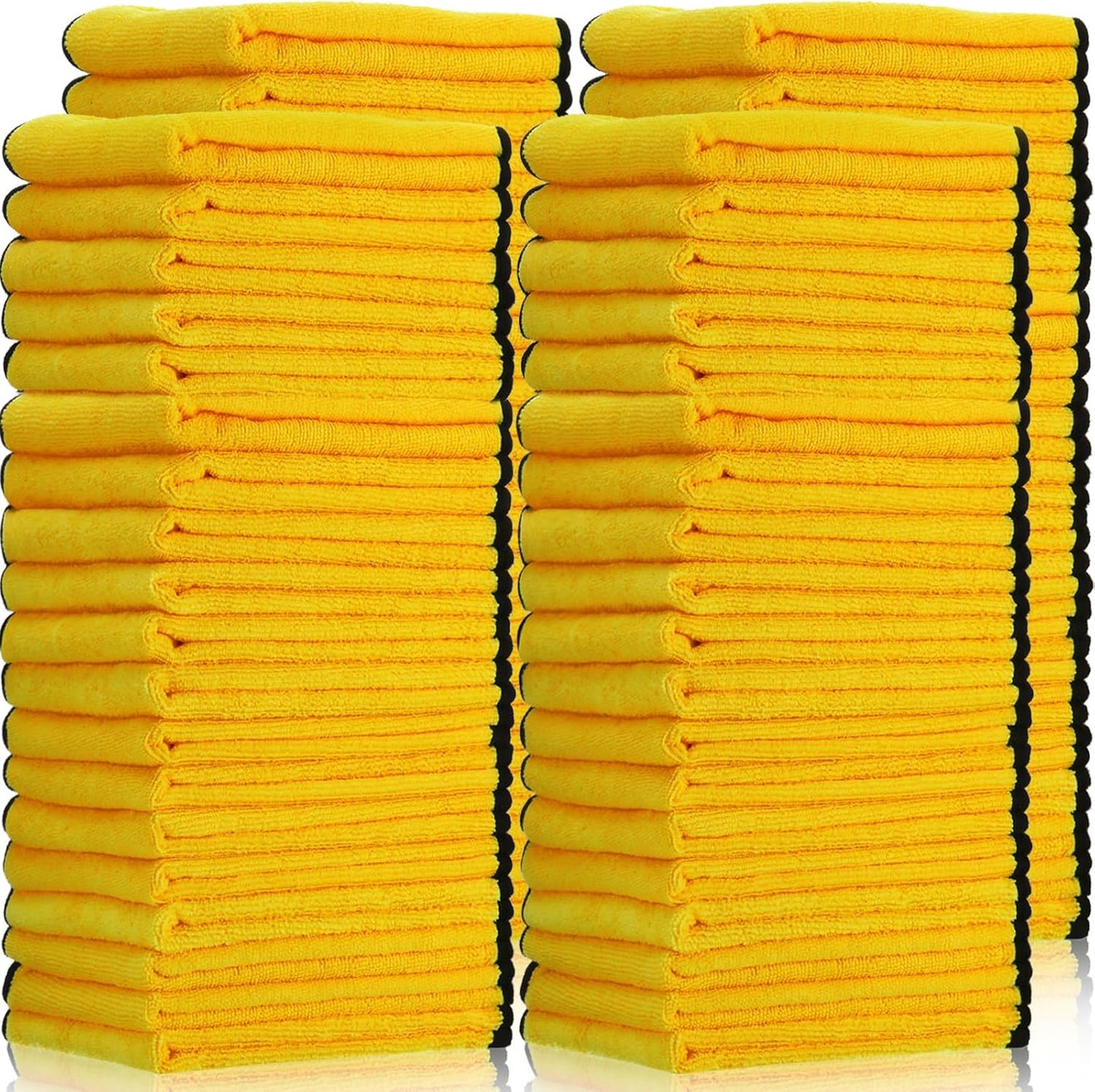 Tallew 60 Pcs Microfiber Towels 16 Inch x 16 Inch Microfiber Cloth Car Drying Towels for Cars Washing Polishing Office Windows Cleaning Household Supplies (Yellow)