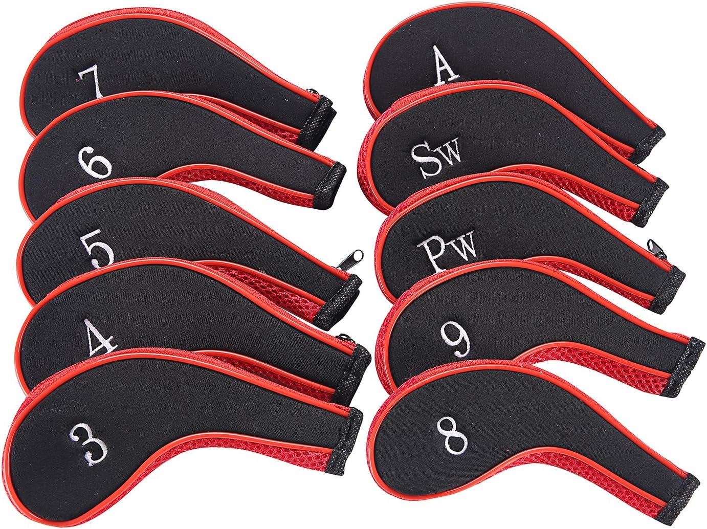Sword &Shield sports Neoprene Zipper Golf Club Iron Head Covers Iron Covers 10pcs/Set