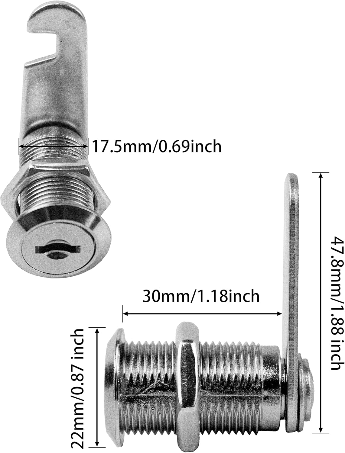 MoHern Cabinet Locks, 6 Pcs Keyed Alike 1-1/8 Inch (30mm) Cylinder Locks, Zinc Alloy Cam Lock with Keys for Cabinet, Drawer, RV and More