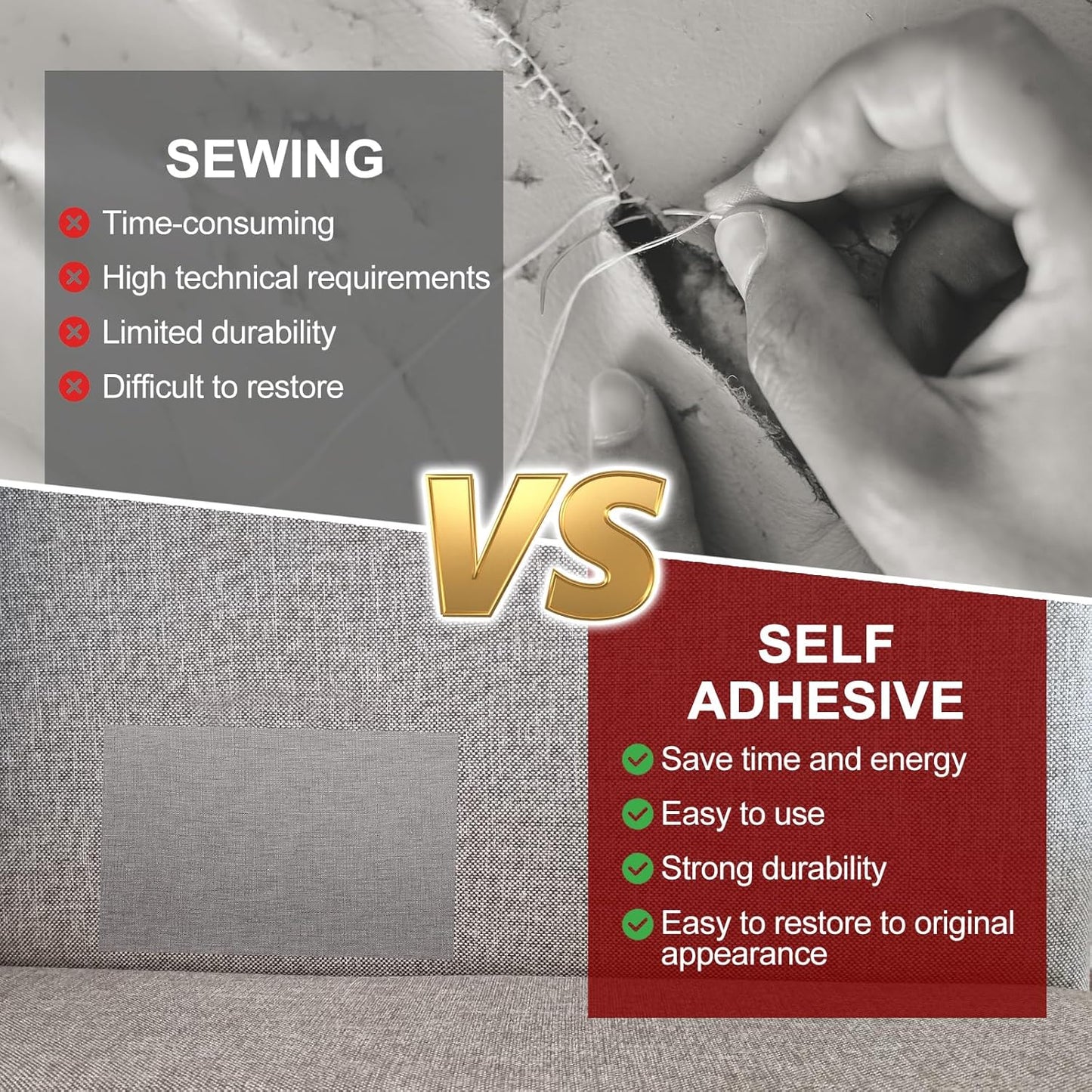 PATIKIL Leather Patches Tape for Furniture, 3.2 x 61 Inch Self Adhesive Vinyl Leather Repair Kit Cover Sheet for Couch, Sofa, Car Seats, Office Chair, Navy Blue