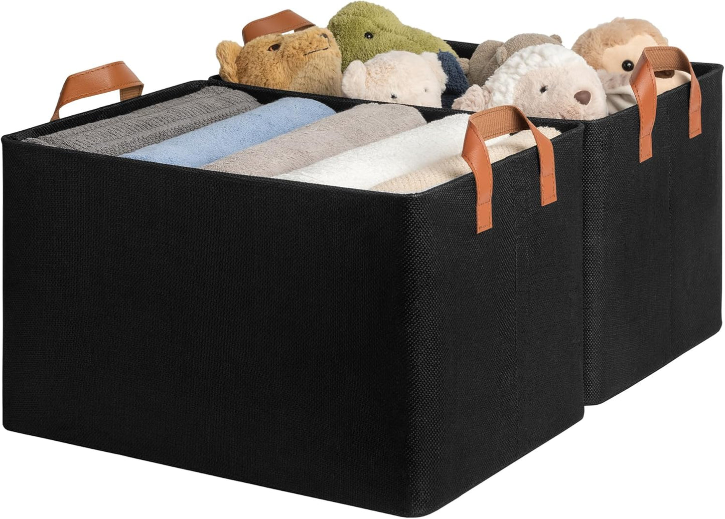 GRANNY SAYS Storage Baskets for Shelves, Closet Organizer Bins, Clothes Storage Bins with Metal Frame, Extra Large Baskets for Organizing and Storage, Collapsible, Black, 2-Pack