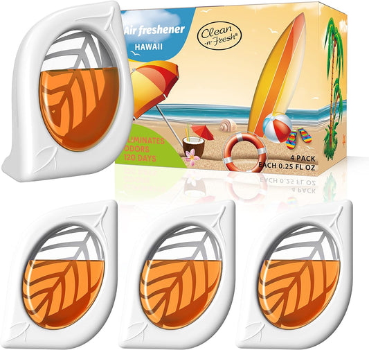 Air Freshener for Home, 4 Pack, Hawaiian, Odor Eliminator for Small Area Closets Bathroom Pets Strong Odor, Up to 120 Days