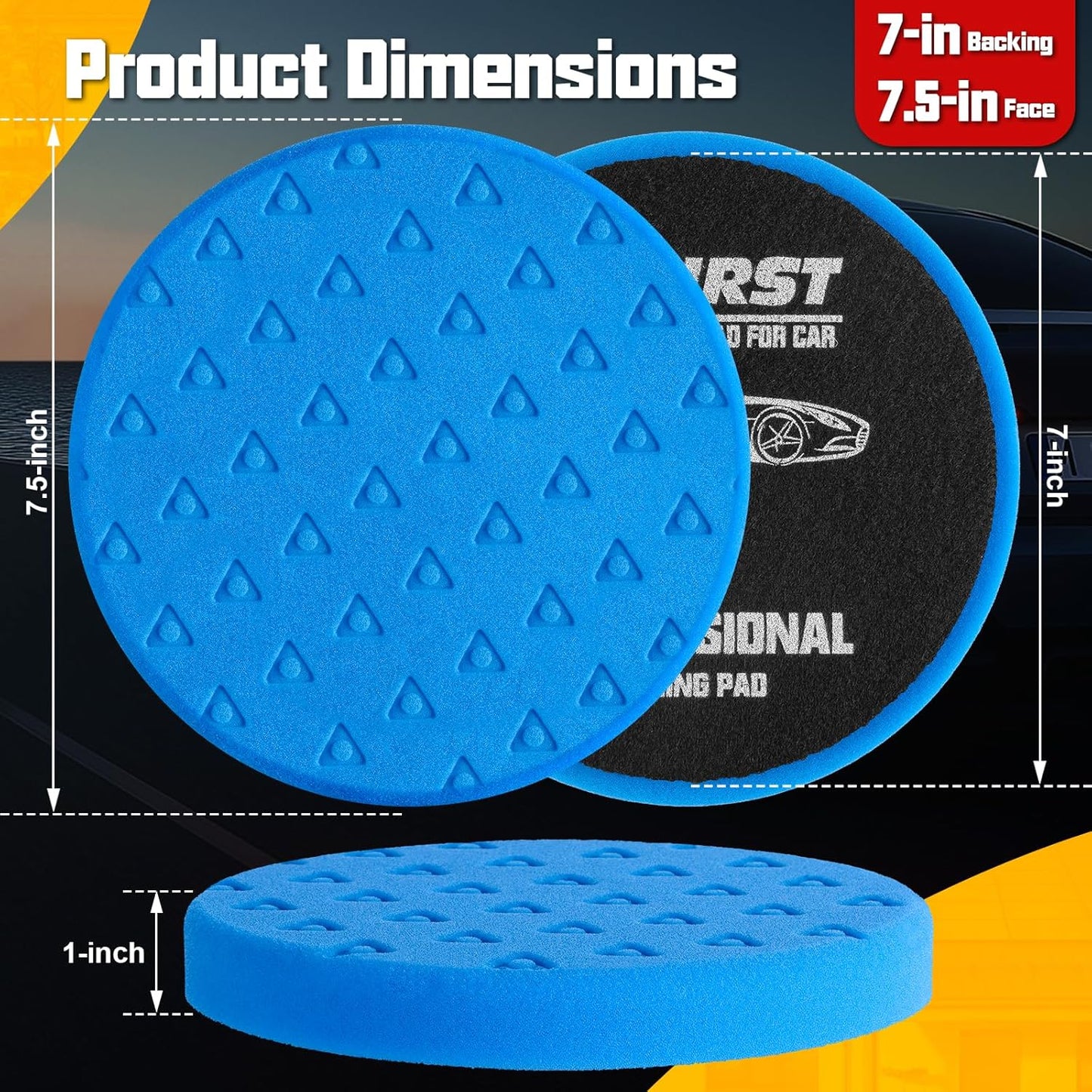 7.5 Inch Buffing Polishing Pads, 8 Pcs Buffing Pads, Car Compound Buffing Sponge Pads and Woolen Pads Cutting Polishing Pad Kit for Car Buffer Polisher Compounding, Polishing & Waxing