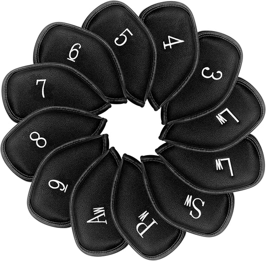 Golf 12pcs Thick Synthetic Leather Golf Iron Head Covers Set Headcover Fit All Brands Callaway Ping Taylormade Cobra Etc. Also Custom Name