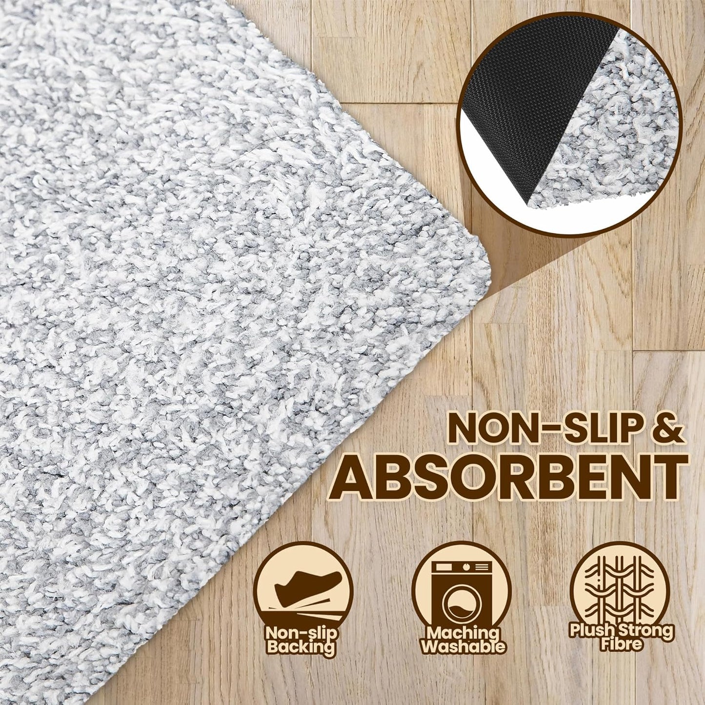 Premium Microfiber Indoor Door Mat – 24"x36" Washable Entry Mat, Non-Slip, Waterproof Backing, Super Absorbent, Low Profile Entryway Doormat for Indoor Entrance