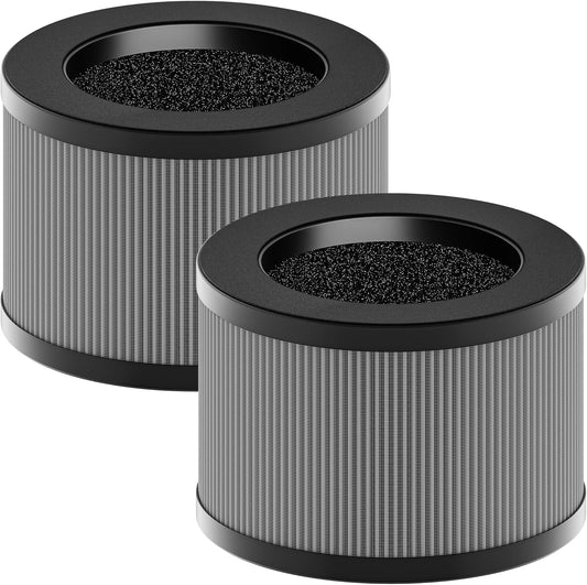 MK01 & MK06 True HEPA Filter Replacement Compatible with Aroeve MK01, MK06, ToLife TZ-K1 and Kloudi DH-JH01 Air Purifier, Smoke Remover Version, Grey, 2 Pack
