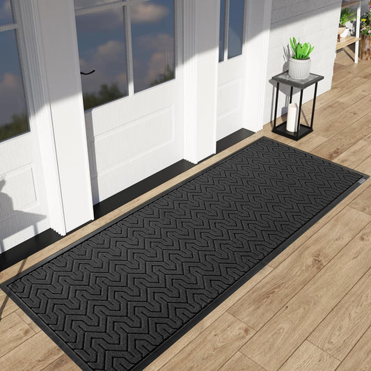 Yimobra 72x24 Indoor Outdoor Runner Rug, Heavy-Duty Waterproof Entrance Mat for High Traffic Areas, Commercial Grade Welcome Door Mat, Easy Clean, Black