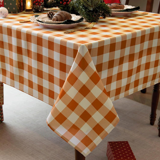 Waterproof Plaid Tablecloth Fabric - Square 58x58 Inch Classic Gingham Checker Table Cloth for Indoor/Outdoor Use - Buffalo Table Cover for Picnics, BBQs, and Parties