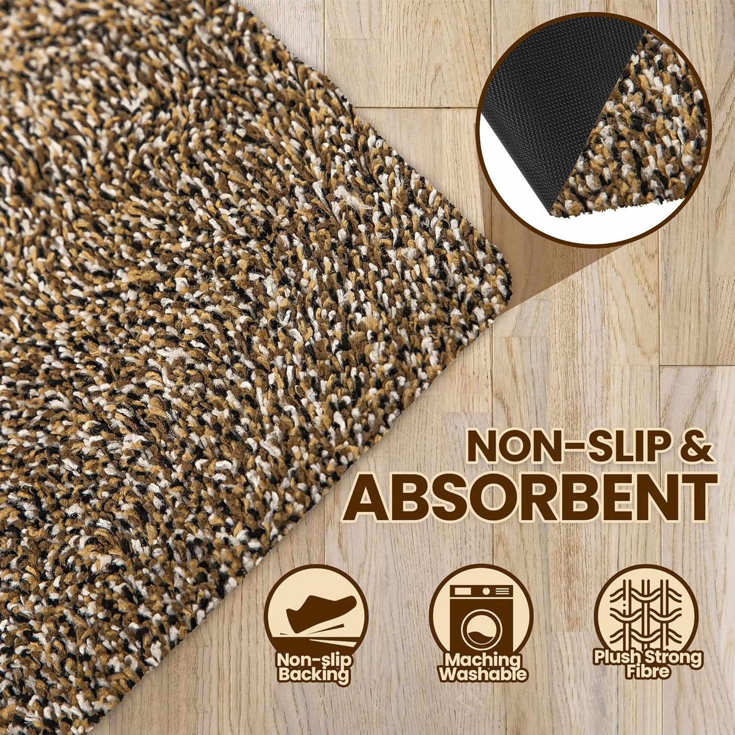 Premium Microfiber Indoor Door Mat – 24"x36" Washable Entry Mat, Non-Slip, Waterproof Backing, Super Absorbent, Low Profile Entryway Doormat for Indoor Entrance