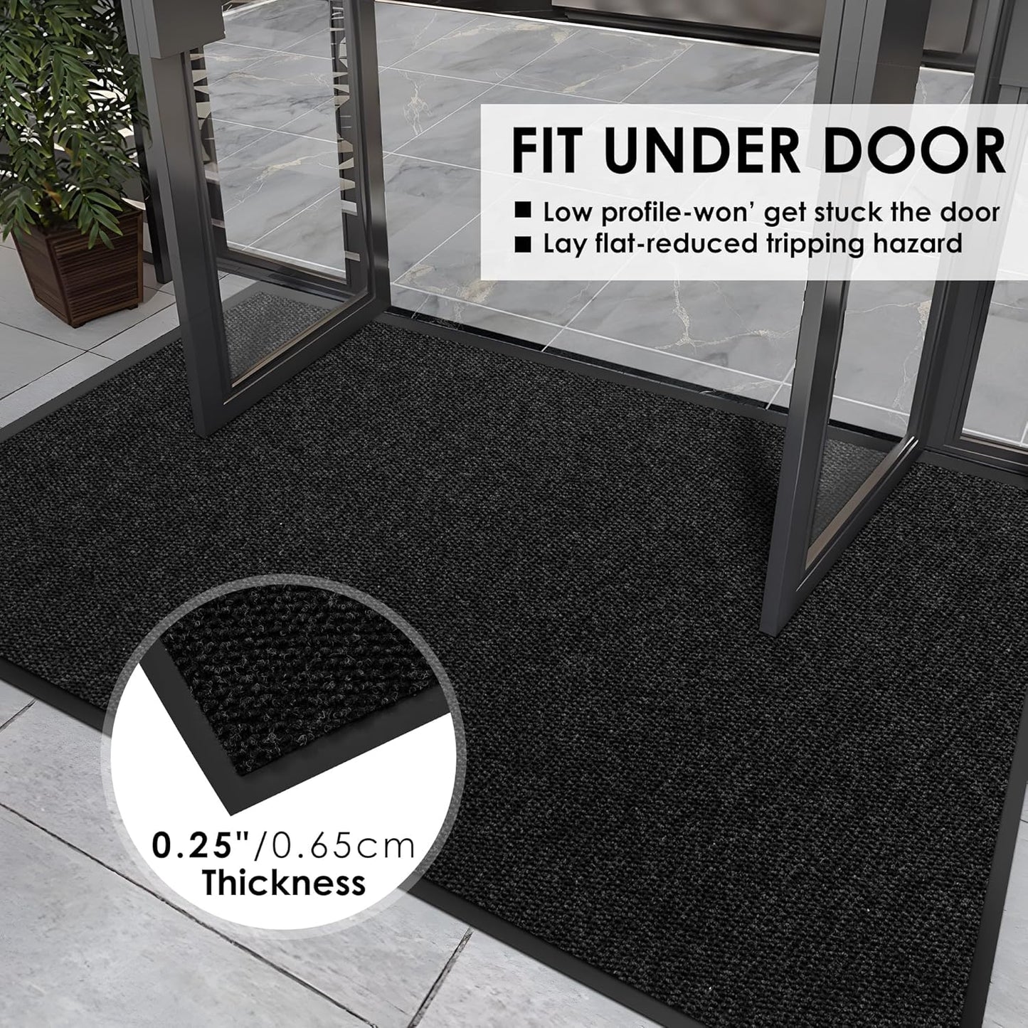 3′ x 31′ Front Door Mat Indoor Outdoor Entrance, Commercial Floor Mat Heavy Duty Dirt Trapper Entryway Doormat, Custom Size Non Slip Rubber Backing Welcome mat, Door Mat for High Traffic Area