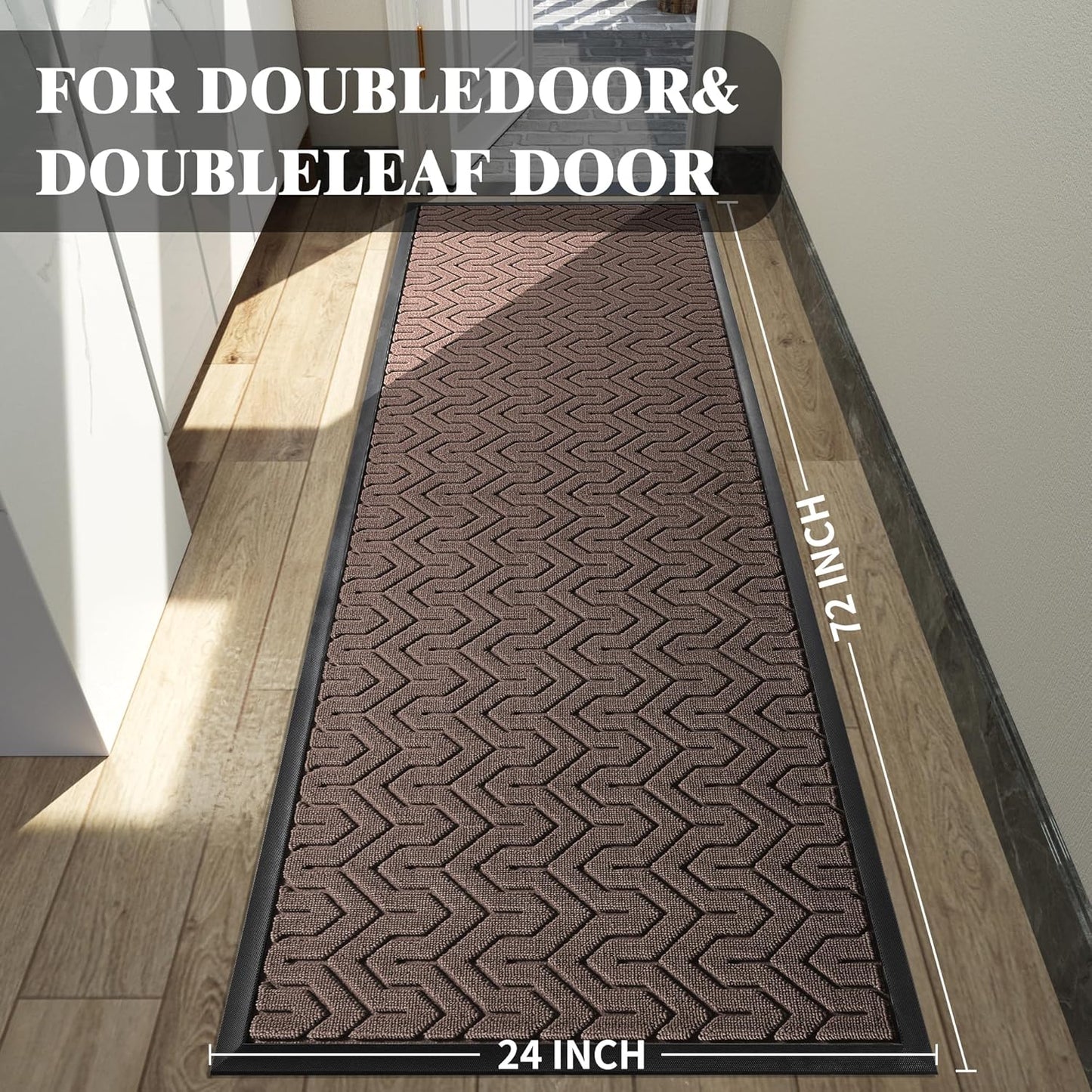 Yimobra 72x24 Indoor Outdoor Runner Rug, Heavy-Duty Waterproof Entrance Mat for High Traffic Areas, Commercial Grade Welcome Door Mat, Easy Clean, Brown