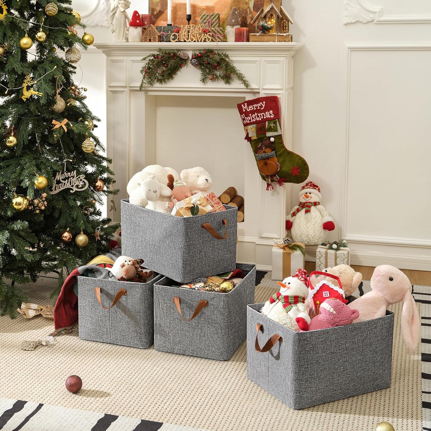 GRANNY SAYS Storage Baskets for Shelves, Closet Organizer Bins, Clothes Storage Bins with Metal Frame, Extra Large Baskets for Organizing and Storage, Collapsible, Gray, 2-Pack