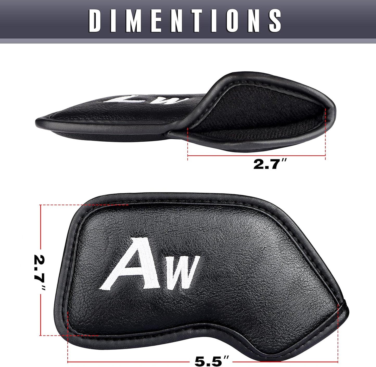 CHAMPKEY Premium Golf Club Covers for Men 12 Pack - Comfortable Polyurethane Golf Iron Covers - Ideal Golf Head Covers for Clubs